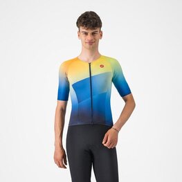 CASTELLI Cyklistický dres s krátkým rukávem - FREE SPEED 3 RACE TOP - modrá/žlutá