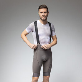 ALÉ Cyklistické kalhoty krátké s laclem - MAGIC COLOUR PR-E - hnědá