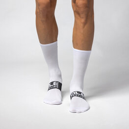 ALÉ Cyklistické ponožky klasické - FOLLOW ME  - bílá