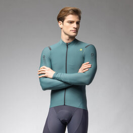 ALÉ Cyklistický dres s dlouhým rukávem zimní - WARM RACE - zelená