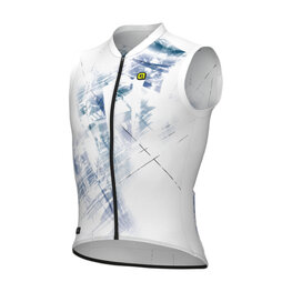 ALÉ Cyklistický dres bez rukávů - MIRROR PR-E - bílá/modrá