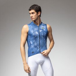 ALÉ Cyklistický dres bez rukávů - MIRROR PR-E - modrá