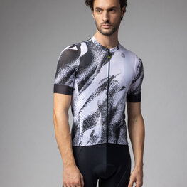 ALÉ Cyklistický dres s krátkým rukávem - TRACE PRAGMA - bílá/černá