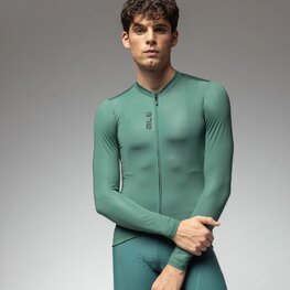 ALÉ Cyklistický dres s dlouhým rukávem letní - COLOR BLOCK PRAGMA - zelená