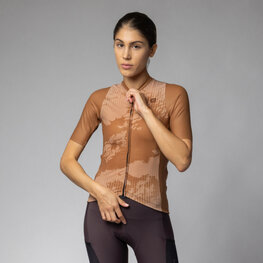 ALÉ Cyklistický dres s krátkým rukávem - KRAKATOA OFF ROAD - GRAVEL - hnědá