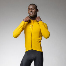 ALÉ Cyklistický dres s dlouhým rukávem zimní - PRAGMA FONDO 3.0 - žlutá