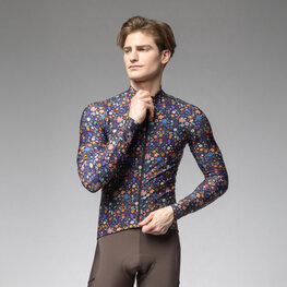 ALÉ Cyklistický dres s dlouhým rukávem zimní - PRAGMA FLOWERY - černá/vícebarevná