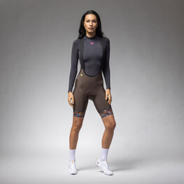 ALÉ Cyklistické kalhoty krátké s laclem - PR-E HIKE - hnědá