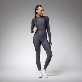 ALÉ Cyklistické kalhoty dlouhé s laclem - R-EV1 VOLTAGE - antracitová