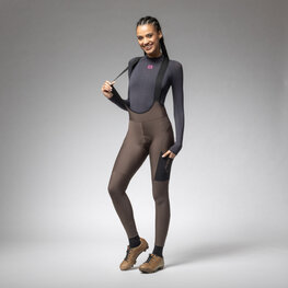 ALÉ Cyklistické kalhoty dlouhé s laclem - STONES CARGO 2.0 - hnědá