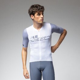 ALÉ Cyklistický dres s krátkým rukávem - PR-E MEGABYTE 2.0 - bílá/modrá