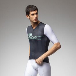 ALÉ Cyklistický dres s krátkým rukávem - PR-E MEGABYTE 2.0 - černá/bílá