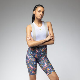 ALÉ Cyklistické kalhoty krátké s laclem - PR-E MASTER GRAPHIC - modrá/vícebarevná