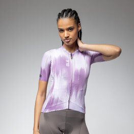 ALÉ Cyklistický dres s krátkým rukávem - PR-E ARGON - fialová/bílá