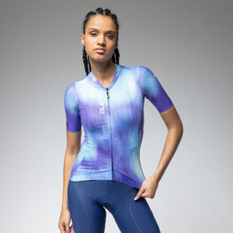 ALÉ Cyklistický dres s krátkým rukávem - PR-E ARGON - fialová/modrá