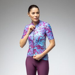 ALÉ Cyklistický dres s krátkým rukávem - PR-E CLOROFILLA - modrá/fialová