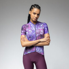 ALÉ Cyklistický dres s krátkým rukávem - PRAGMA LINFA - fialová/modrá