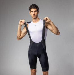 ALÉ Cyklistické kalhoty krátké s laclem - STRADA 2.0 PR-E - černá