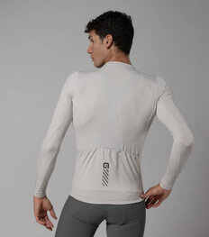 ALÉ Cyklistický dres s dlouhým rukávem letní - COLOR BLOCK PRAGMA - béžová