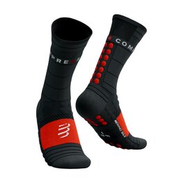 COMPRESSPORT Cyklistické ponožky klasické - PRO RACING WINTER RUN - černá/červená