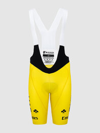 PISSEI Cyklistické kalhoty krátké s laclem - UAE TEAM EMIRATES 2024 REPLICA SANREMO - TDF 24 - žlutá
