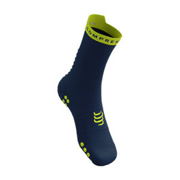 COMPRESSPORT Cyklistické ponožky klasické - PRO RACING V4.0 RUN HIGH - modrá/žlutá