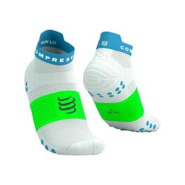 COMPRESSPORT Cyklistické ponožky kotníkové - PRO RACING SOCKS V4.0 RUN - bílá/zelená