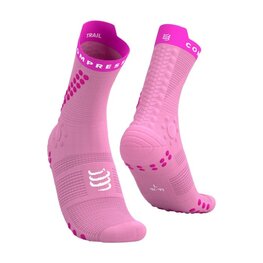 COMPRESSPORT Cyklistické ponožky klasické - PRO RACING SOCKS V4.0 TRAIL - růžová