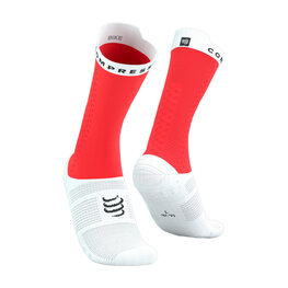 COMPRESSPORT Cyklistické ponožky klasické - PRO RACING SOCKS V4.0 BIKE - červená/bílá