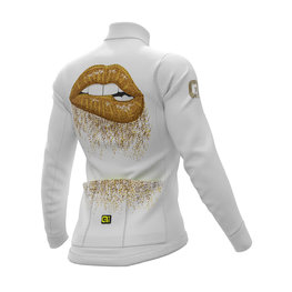 ALÉ Cyklistický dres s dlouhým rukávem zimní - LIPS LADY WINTER - zlatá/bílá