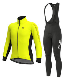 ALÉ Cyklistická zimní bunda a kalhoty - FONDO WINTER - černá/žlutá