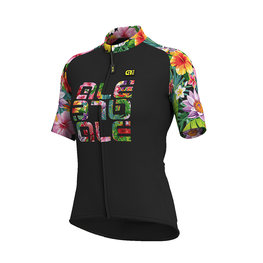 ALÉ Cyklistický dres s krátkým rukávem - LAB FLOWER LADY - černá