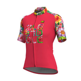ALÉ Cyklistický dres s krátkým rukávem - LAB FLOWER LADY - růžová