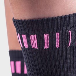 ALÉ Cyklistické ponožky klasické - LOGO Q-SKIN  - černá/růžová