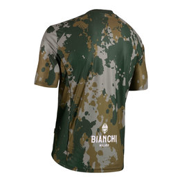 BIANCHI MILANO Cyklistický dres s krátkým rukávem - POZZILLO MTB - zelená/hnědá