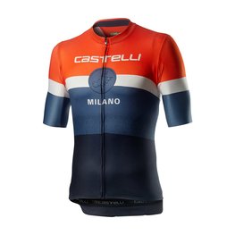 CASTELLI Cyklistický dres s krátkým rukávem - MILANO - oranžová/modrá/černá