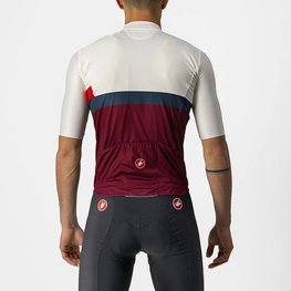 CASTELLI Cyklistický dres s krátkým rukávem - A BLOCCO - béžová/bordó/červená/modrá