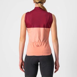 CASTELLI Cyklistický dres bez rukávů - VELOCISSIMA LADY - bordó/růžová