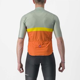 CASTELLI Cyklistický dres s krátkým rukávem - A BLOCCO - oranžová/bordó/zelená/žlutá