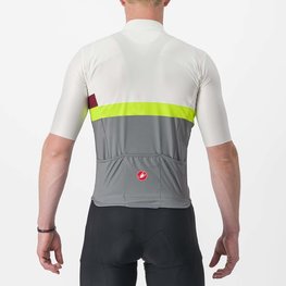 CASTELLI Cyklistický dres s krátkým rukávem - A BLOCCO - bordó/šedá/žlutá/ivory