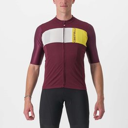 CASTELLI Cyklistický dres s krátkým rukávem - PROLOGO VII - žlutá/ivory/bordó