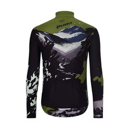 HOLOKOLO Cyklistický dres s dlouhým rukávem zimní - CAMOUFLAGE WINTER - zelená/černá