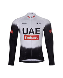 BONAVELO Cyklistický dlouhý dres a kalhoty - UAE 2025 WINTER - bílá/černá