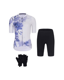 RIVANELLE Cyklistický mega set - FLOWERY LADY - bílá/modrá/černá