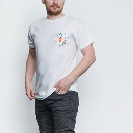 NU. BY HOLOKOLO Cyklistické triko s krátkým rukávem - PEDAL BY PEDAL - vícebarevná/bílá