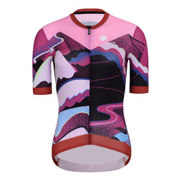 RIVANELLE Cyklistický krátký dres a krátké kalhoty - SUNSET ELITE LADY - růžová/vícebarevná/černá