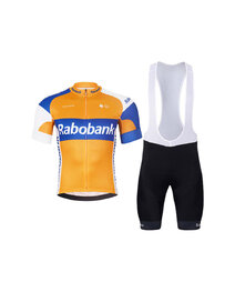 BONAVELO Cyklistický krátký dres a krátké kalhoty - RABOBANK - oranžová/černá/modrá