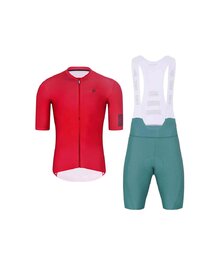 HOLOKOLO Cyklistický krátký dres a krátké kalhoty - VICTORIOUS - zelená/červená
