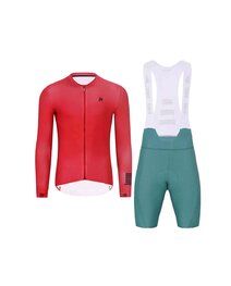 HOLOKOLO Cyklistický krátký dres a krátké kalhoty - VICTORIOUS - zelená/červená