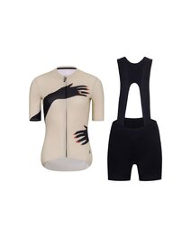 RIVANELLE Cyklistický krátký dres a krátké kalhoty - HANDS LADY  - černá/béžová
